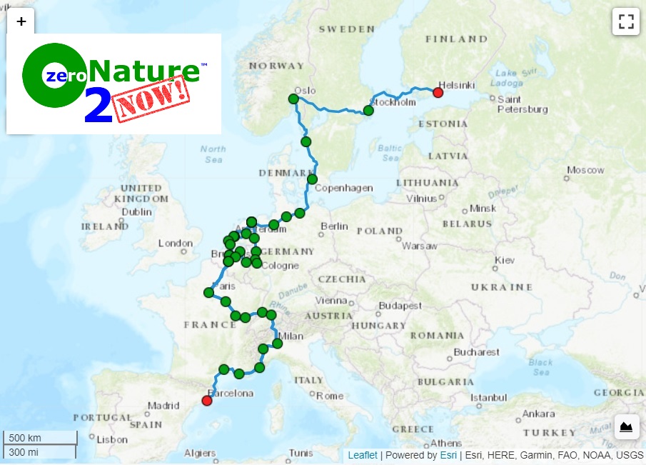 ZerO2Nature Now Bike Trip Map